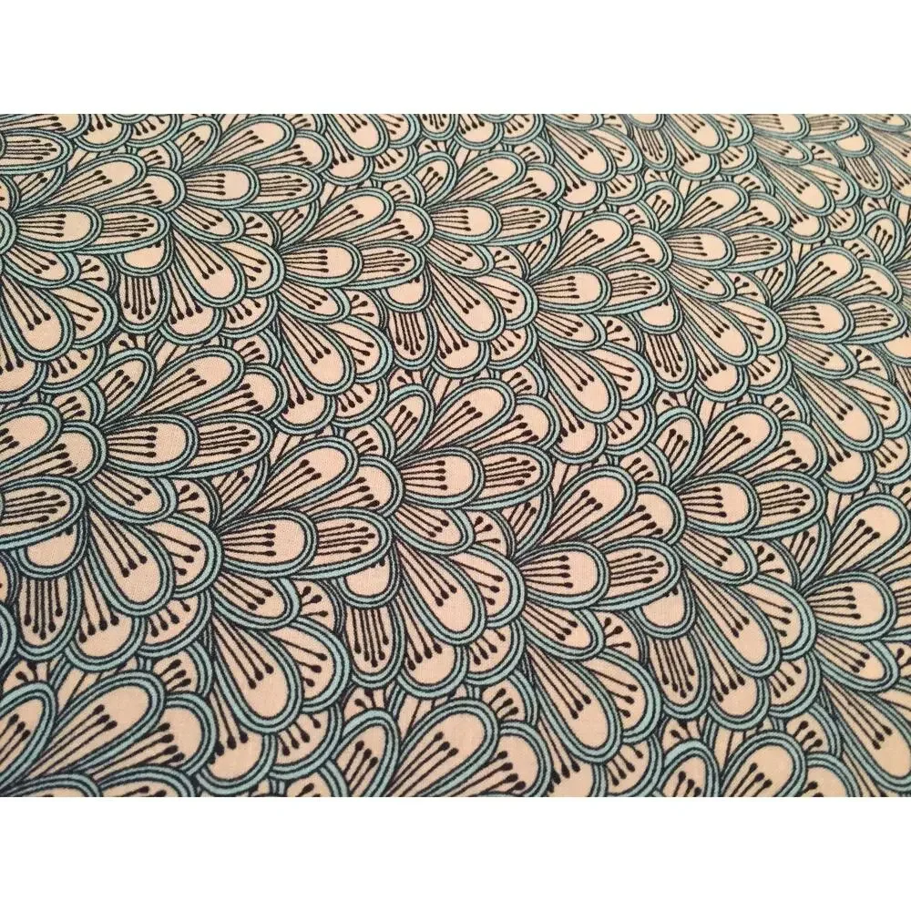 One Handmade Cotton Pillowcase: Abstract Design, Gray and Pink with Floral Band
